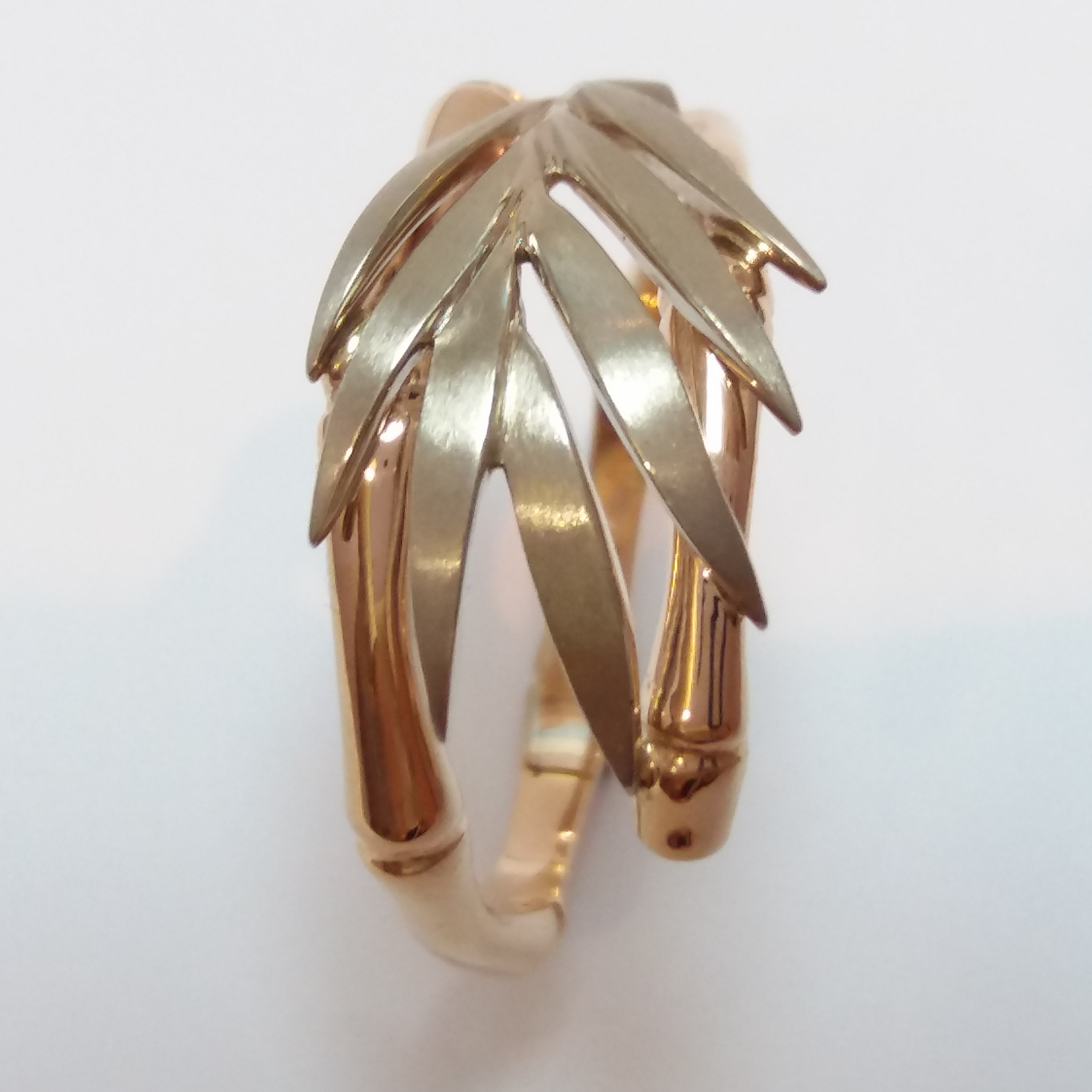14K GOLD RING "BAMBOO" WITH TWO-COLOR GOLD